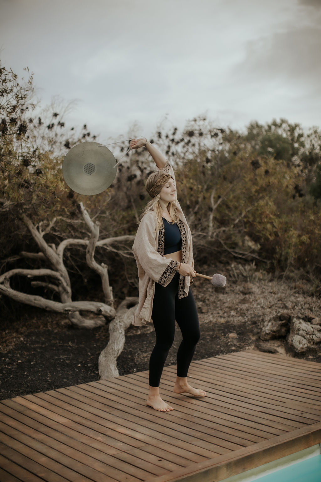 Gracy with gong in nature